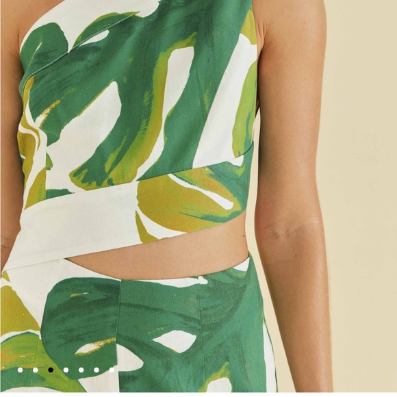 FARM Rio Sz. S White Monstera One ShoulderJumpsuit EUC - Picture 6 of 16